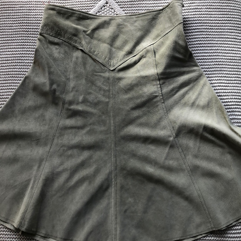 Gorgeous light green suede a line skirt